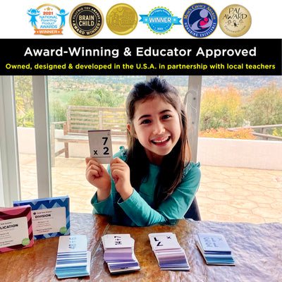 Pocket-Size Math Multiplication & Division Flash Cards | Full Set (All Facts 1-12) | Color Coded