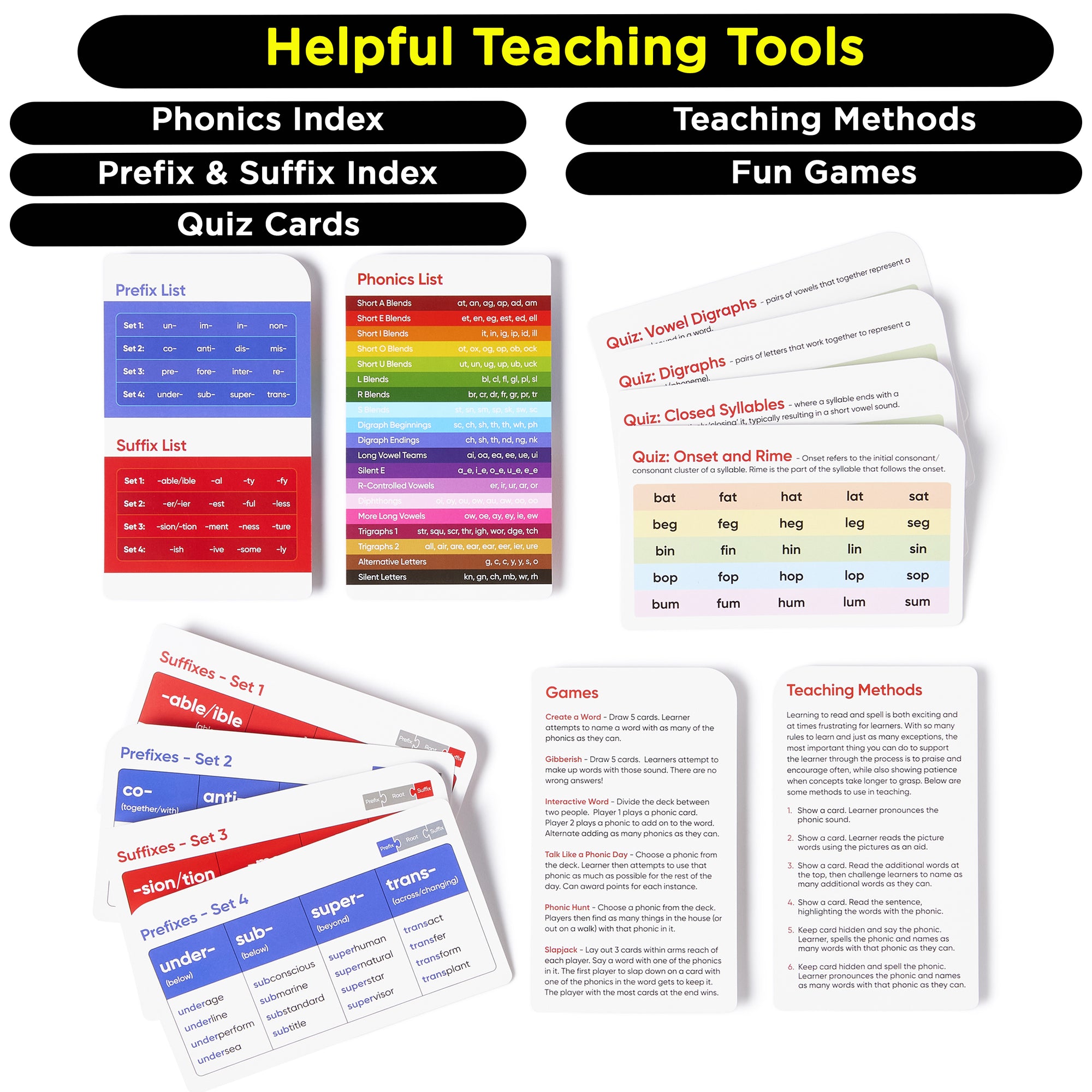 Award-Winning Phonics & Vocabulary Flash Cards – 1000+ Words with Prefixes, Suffixes & CVC – Games & Visual Aids – Ages 4–8 – Pre-K to 3rd Grade