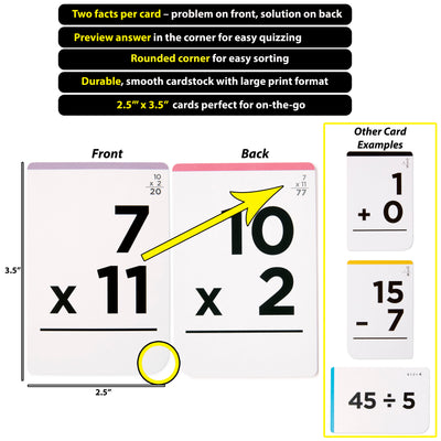 Pocket-Size Math Bundle: Addition, Subtraction, Multiplication, Division Flashcards | Complete Box Set | All Facts | Color Coded