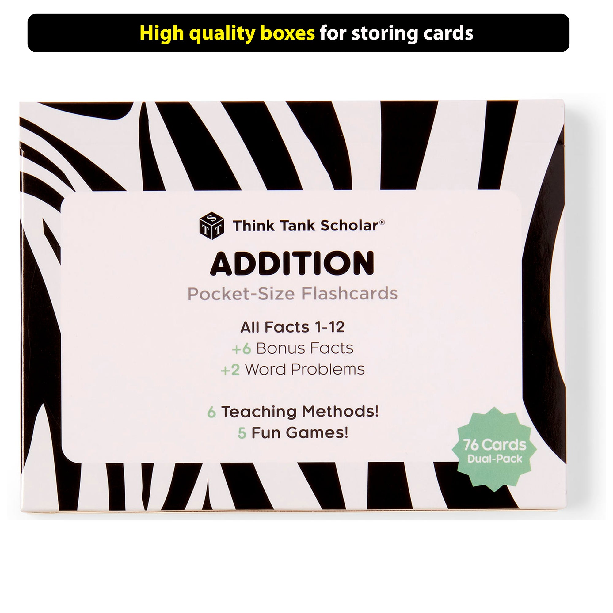 Pocket-Size Math Addition Flashcards | Full Set (All Facts 1-12) | Color Coded