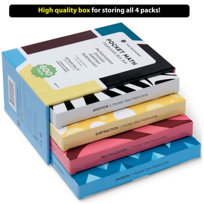 Pocket-Size Math Bundle: Addition, Subtraction, Multiplication, Division Flashcards | Complete Box Set | All Facts | Color Coded