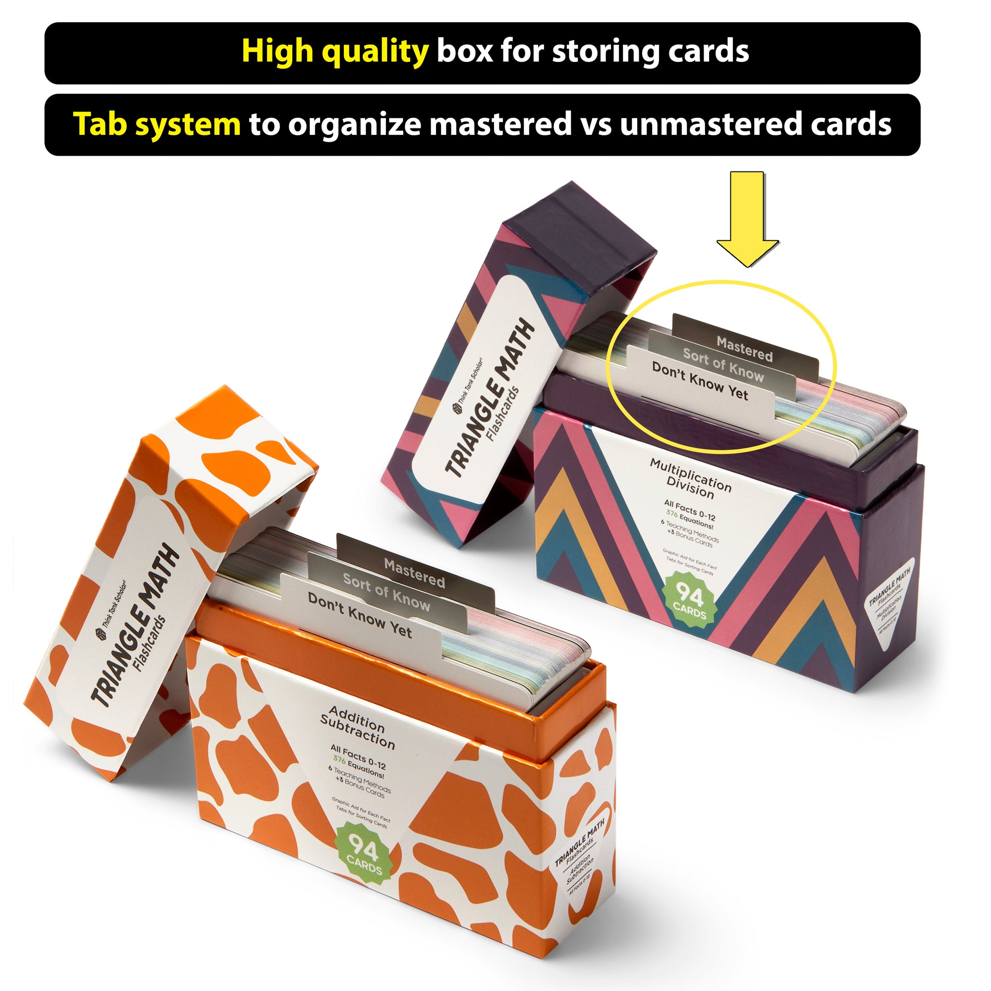 752 Equations (All Facts 0-12 Box Set): Addition, Subtraction, Multiplication, Division Flash Cards | Color Coded