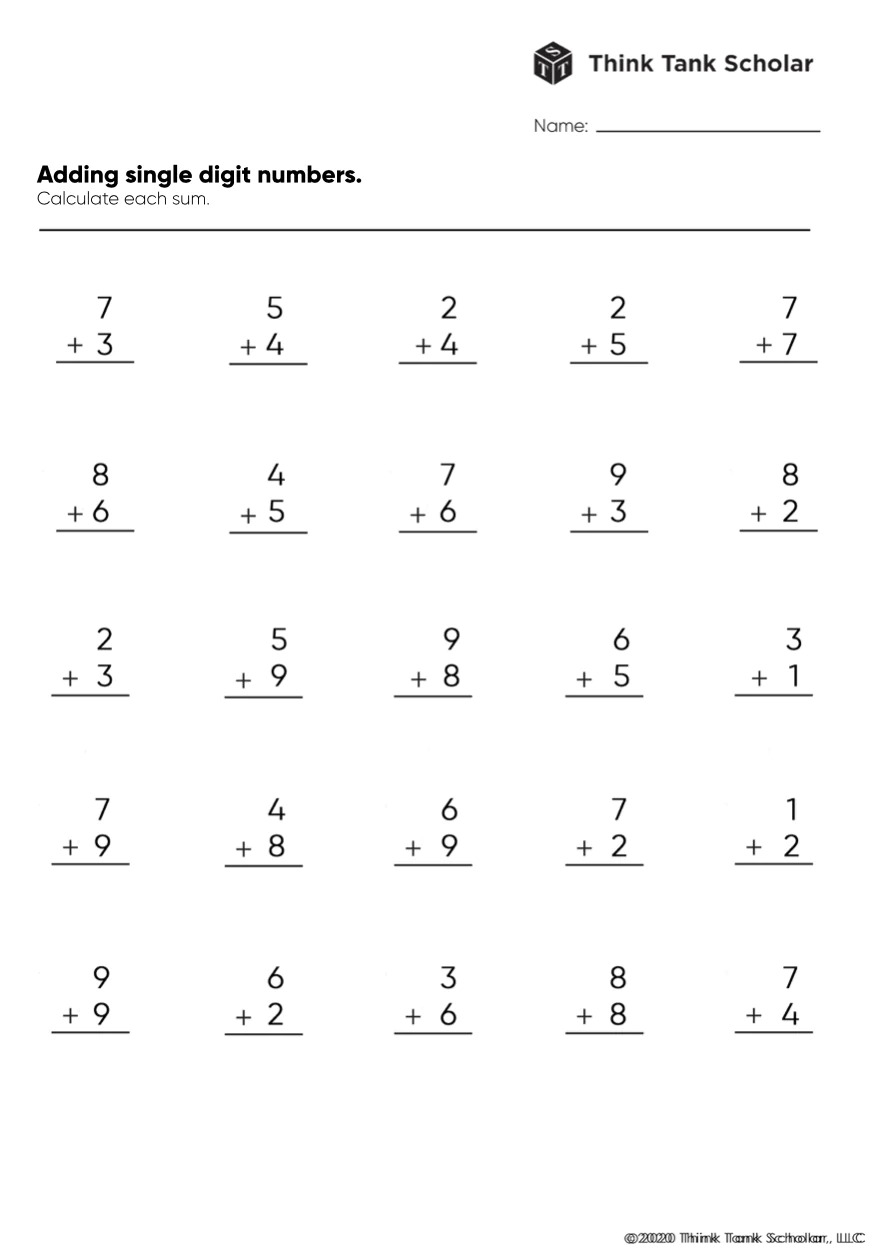 addition-worksheets-exercises-printable-pdf-free-think-tank-scholar for Free Printable Math Worksheets For 9th Graders Addition Worksheets Exercises Printable PDF (FREE) - Think Tank Scholar for Free Printable Math Worksheets For 9th Graders