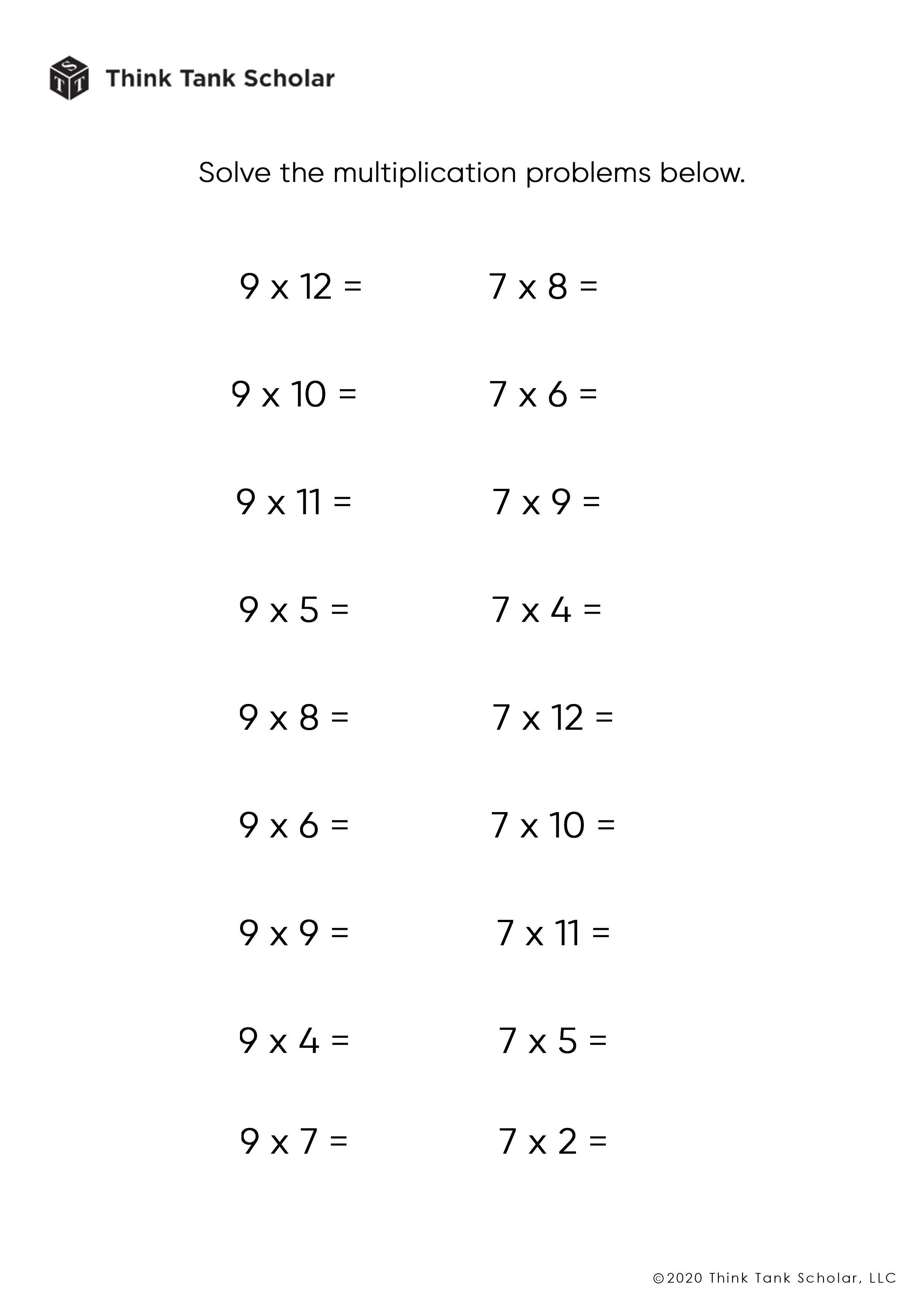 Multiplication Shop Activity Free Multiplication Worksheets To Print