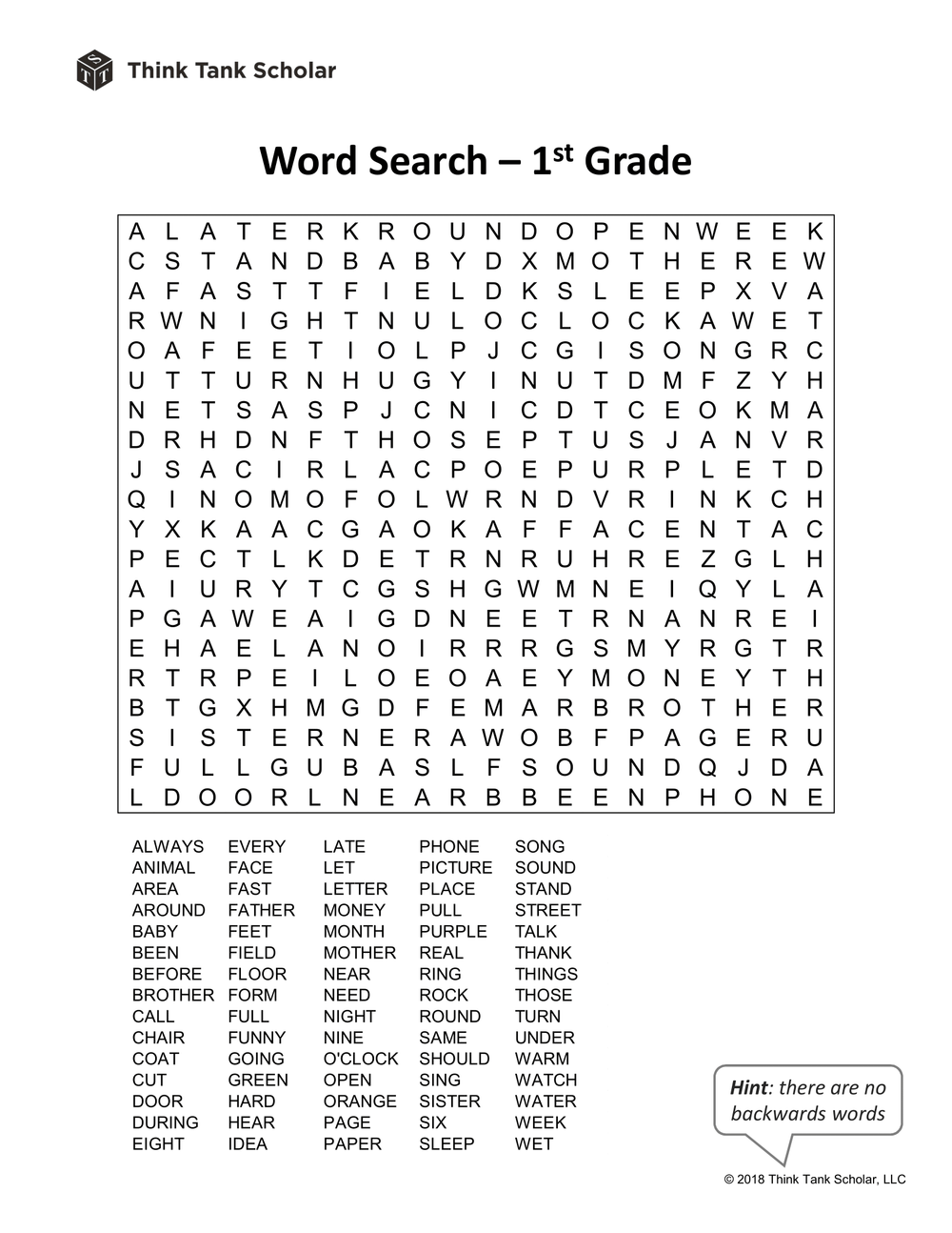 Sight Words Worksheet (FREE): Word Search 1st Grade Printable