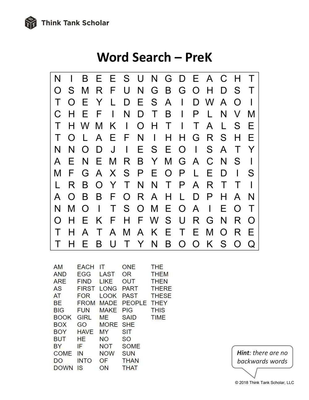 Sight Words Worksheet (FREE): Word Search Pre K Printable