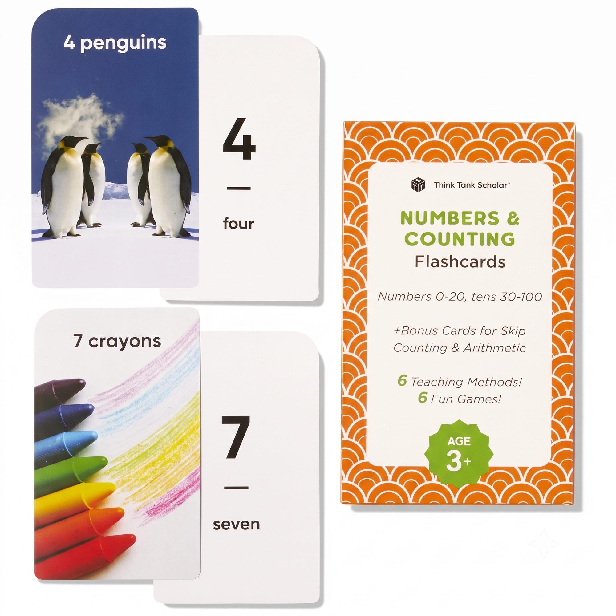 Numbers & Counting Flash Cards for Toddlers Ages 3+, Number 0-20, Tens 30-100