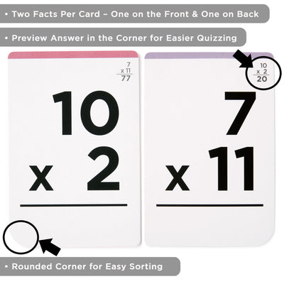 Pocket-Size Math Multiplication Flashcards | Full Set (All Facts 1-12) | Color Coded