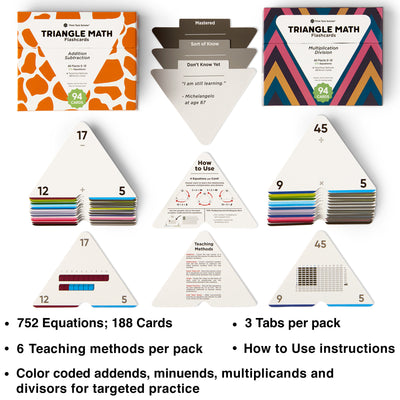 752 Equations (All Facts 0-12 Box Set): Addition, Subtraction, Multiplication, Division Flash Cards | Color Coded