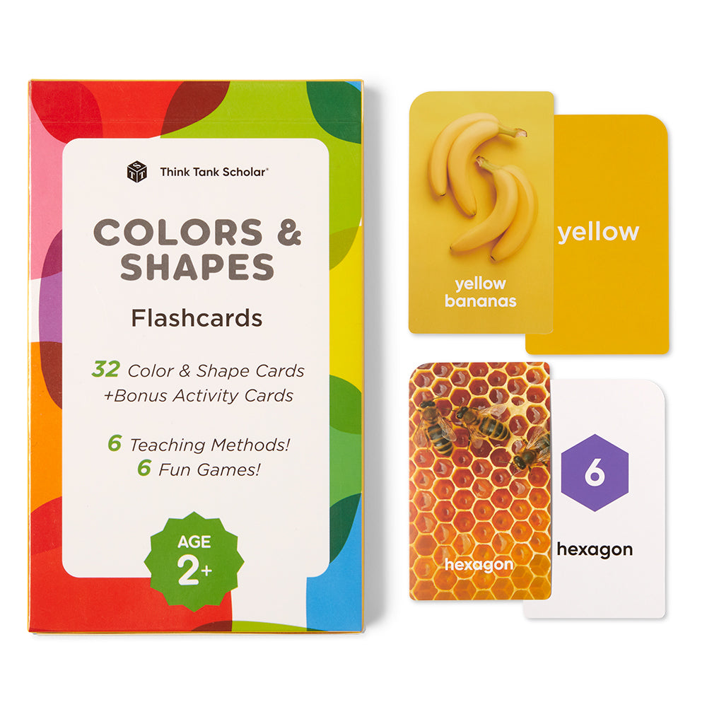 Colors & Shapes Flash Cards for Toddlers, Ages 2+, Preschool