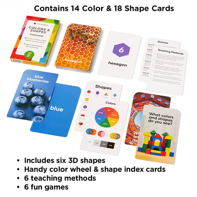 Colors & Shapes Flash Cards for Toddlers, Ages 2+, Preschool