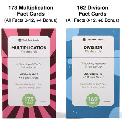 The multiplication and division flash card bundle comes with 335 fact cards.