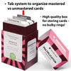 The multiplication flash card box comes with a tab system to organize mastered vs unmastered cards.