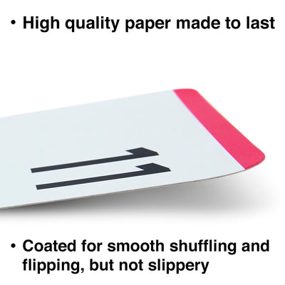 The multiplication flash cards are made with high quality paper and coated for smooth shuffling.