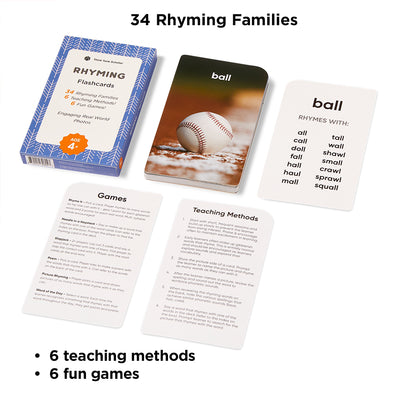 Rhyming Words Flash Cards, Ages 4+, Prek - Kindergarten