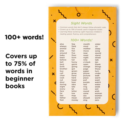 100 Sight Words for First Grade.  Covers 75% of words in beginner books
