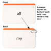 Answers shown on back of each flash card - no need to flip over