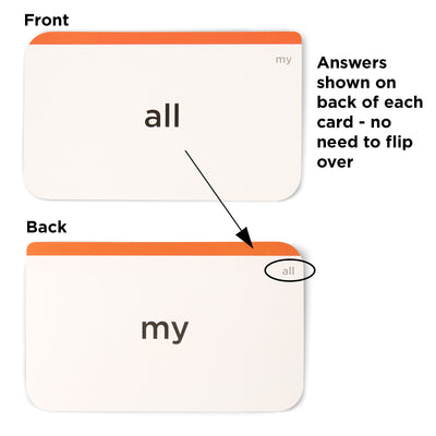 Answers shown on back of each flash card - no need to flip over